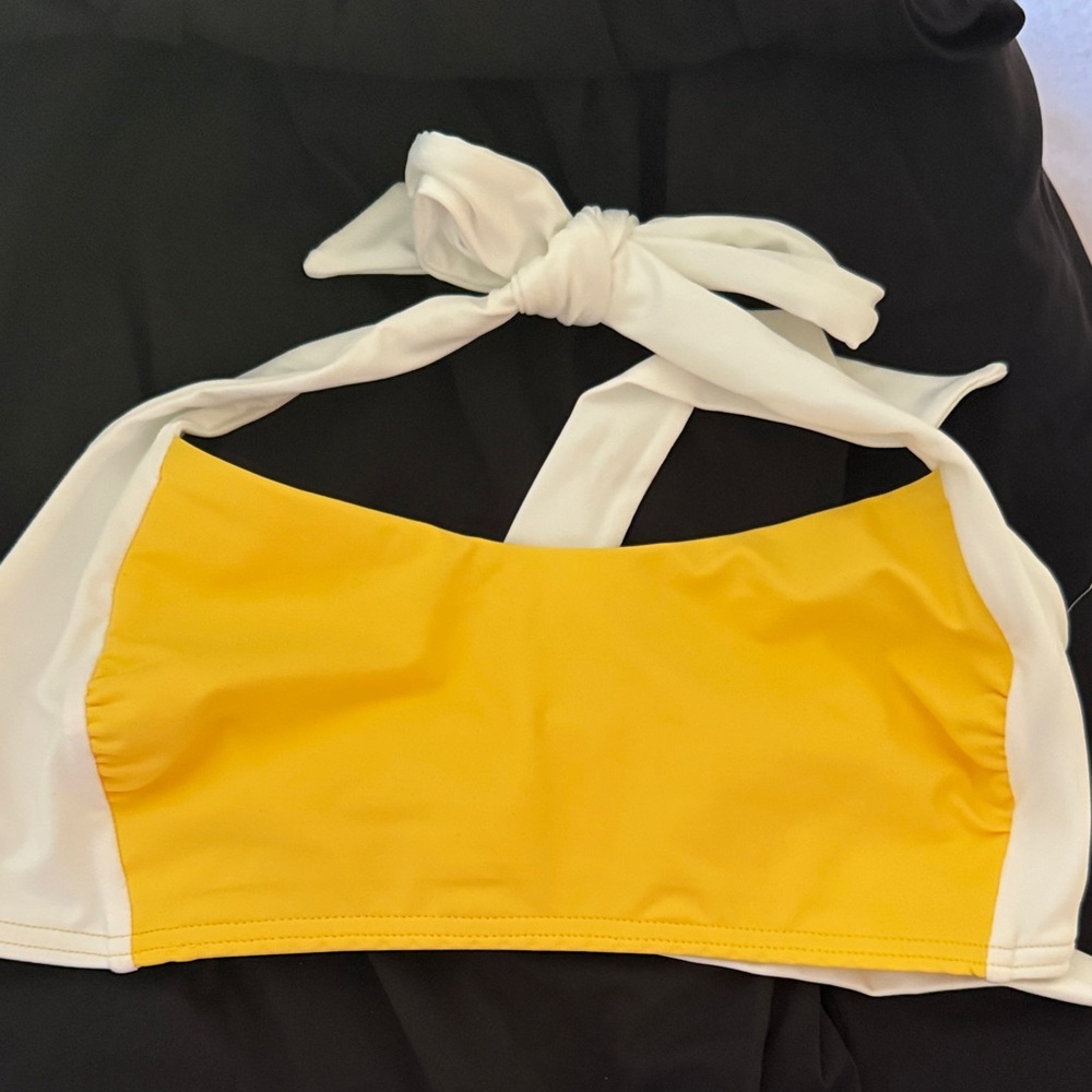 Yellow and White Bikini Top